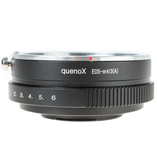 Quenox Adapter für Canon-EOS-Objektiv an Micro-Four-Thirds-Kamera - mit Blende