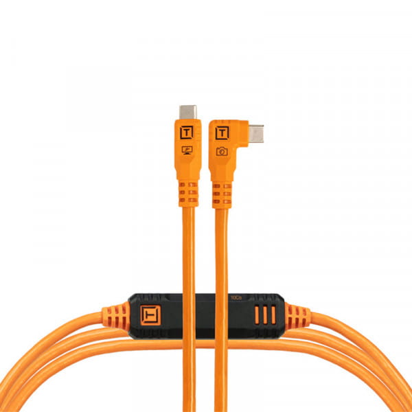 Tether Tools TetherPro Optima 10G Datenkabel USB-C an USB-C rechtsgewinkelt - 3 m (Orange)