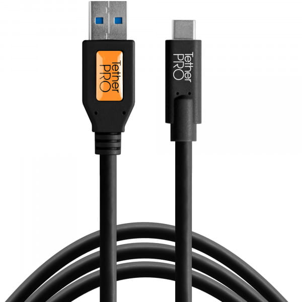 Tether Tools TetherPro USB-Datenkabel für USB 3.0 an USB-C - 4,6 m, gerader Stecker (Schwarz)