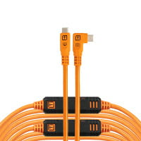 Tether Tools TetherPro Optima 10G Datenkabel USB-C an USB-C rechtsgewinkelt - 9,4 m (Orange)