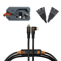 Tether Tools LeverLock Plus & Cable Kit (Optima 10G USB-C an USB-C rechtsgewinkelt, 4,6 m Schwarz)