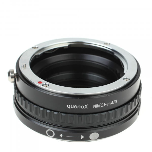 Quenox Adapter mit Vario-ND-Filter für Nikon-F-Objektiv an Micro-Four-Thirds-Kamera