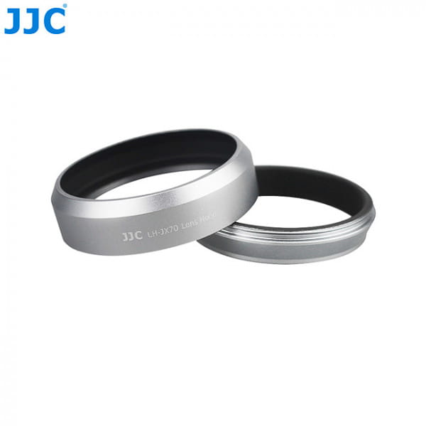 JJC Alu-Gegenlichtblende für Fujifilm X70 - ersetzt Fuji LH-X70 - inkl. 49-mm-Adapter (silberfarben)