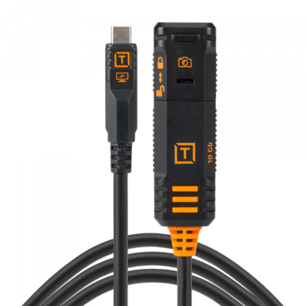 Tether Tools TetherPro Optima 10G TetherBoost Kabel mit Verriegelung USB-C - 4,8 m (Schwarz)