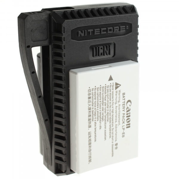 Nitecore UCN1 Kompaktes Doppel-Ladegerät mit USB-Kabel zum Ausklappen - für Canon LP-E6 und LP-E8 -