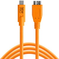 Tether Tools TetherPro USB-Datenkabel für USB-C an USB 3.0 Micro-B - 4,6 m, gerader Stecker (orange)