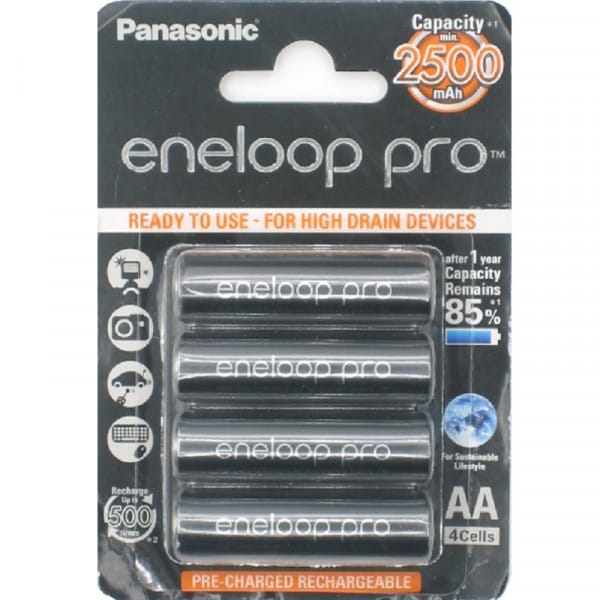 Panasonic eneloop Pro Mignon-Akkus (AA) 2500 mAH 1,2 V - vorgeladen 4er Packung
