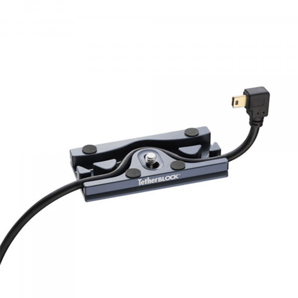 TetherBlock Arca Gray Kameraplatte als Kabelhalter mit Zugentlastung Arca-Swiss kompatibel