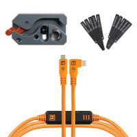 Tether Tools LeverLock Plus & Cable Kit (Optima 10G USB-C an USB-C rechtsgewinkelt, 4,6 m Orange)