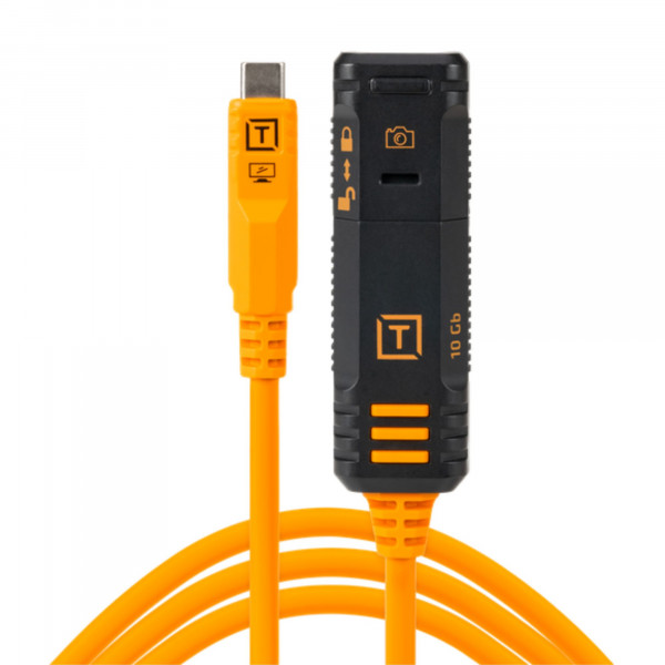Tether Tools TetherPro Optima 10G TetherBoost Kabel mit Verriegelung USB-C - 4,8 m (Orange)