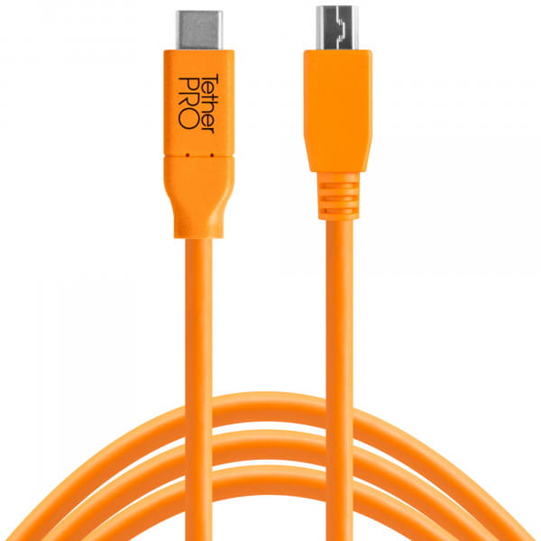 Tether Tools TetherPro USB-Datenkabel USB-C an USB 2.0 Mini-B5 - 4,6 m, gerade (Orange)