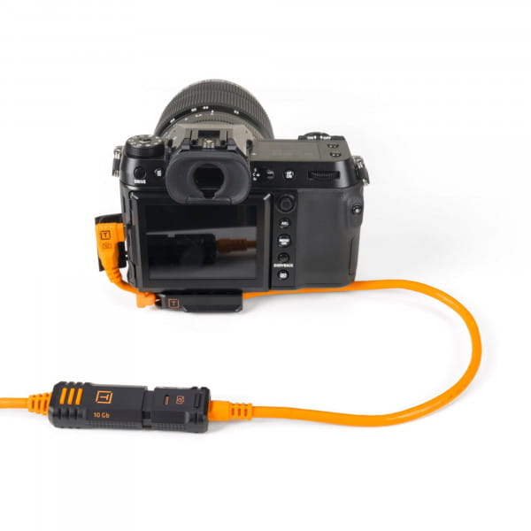 Tether Tools TetherPro Optima 10G Datenkabel USB-C an USB-C rechtsgewinkelt - 51 cm (Orange)