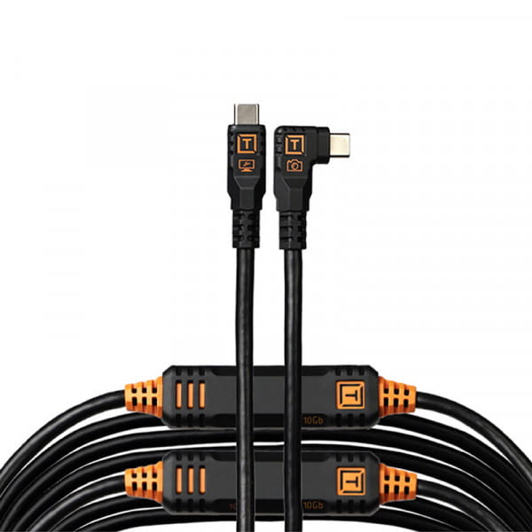 Tether Tools TetherPro Optima 10G Datenkabel USB-C an USB-C rechtsgewinkelt - 9,4 m (Schwarz)