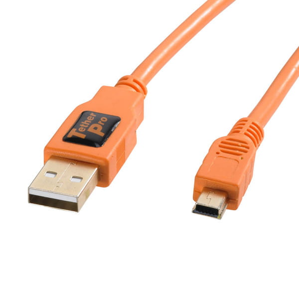 Tether Tools TetherPro USB-Datenkabel für USB 2.0 an USB 2.0 Mini-B (5-Pin) - 30 cm Länge (orange)