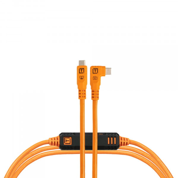 Tether Tools TetherPro Optima 10G Datenkabel mit TetherBoost USB-C rechtsgewinkelt - 1 m (Orange)