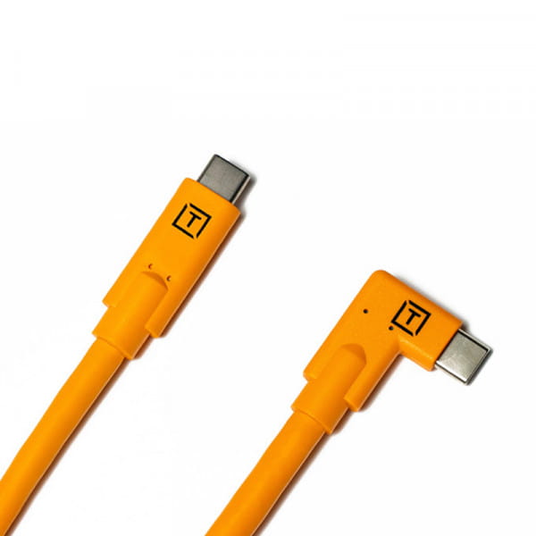Tether Tools TetherPro USB-Datenkabel für USB-C an USB-C, 4,6 m, rechtsgewinkelt (Orange)