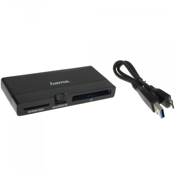 Hama USB-3.0-UHS-II-Multi-Kartenleser, SD/microSD/CF, Schwarz