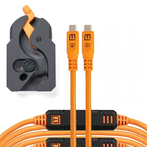 Tether Tools LeverLock & Cable Kit (Optima 10G USB-C an USB-C, 9,4 m Orange)