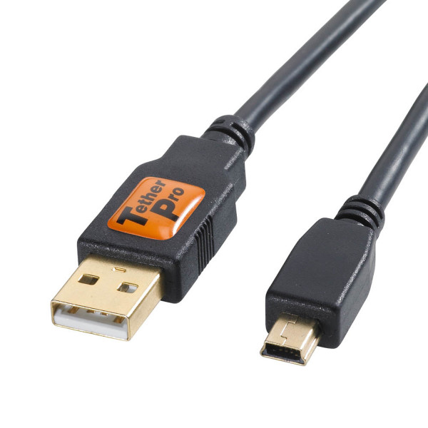 Tether Tools TetherPro USB-Datenkabel für USB 2.0 an USB 2.0 Mini-B (5-Pin) - 30 cm Länge (schwarz)