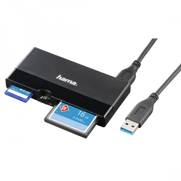 Hama USB-3.0-UHS-II-Multi-Kartenleser, SD/microSD/CF, Schwarz