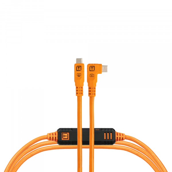 Tether Tools TetherPro Optima 10G Datenkabel mit TetherBoost USB-C rechtsgewinkelt - 1,8 m (Orange)