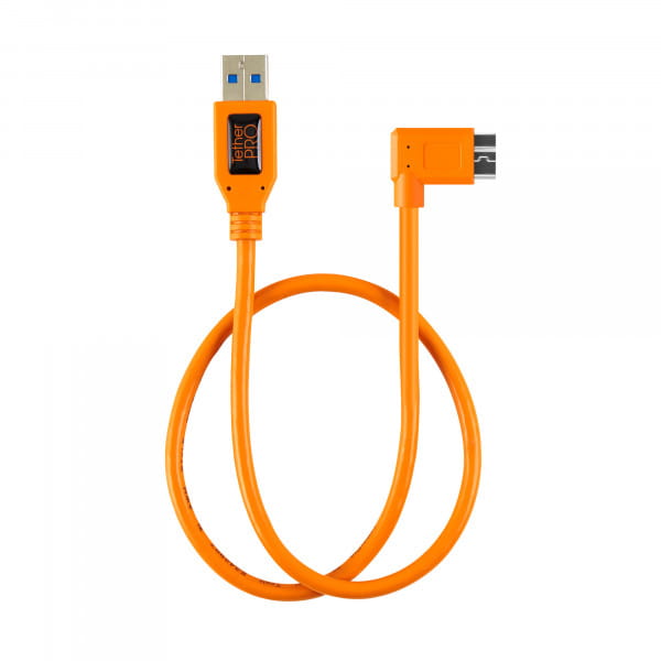 Tether Tools TetherPro USB-Datenkabel für USB 3.0 an USB 3.0 Micro-B - 0,5 m, rechtsgewinkelt (Orang