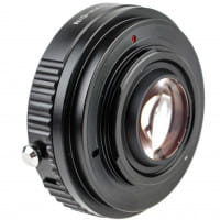 Quenox Fokalreduktor-Adapter für Nikon-F-Objektiv an Micro-Four-Thirds-Kamera (mit Blendenring)