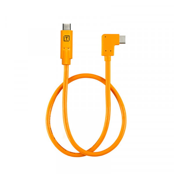 Tether Tools TetherPro Datenkabel USB-C an USB-C Pigtail (Orange, rechtsgewinkelt, 50 cm)