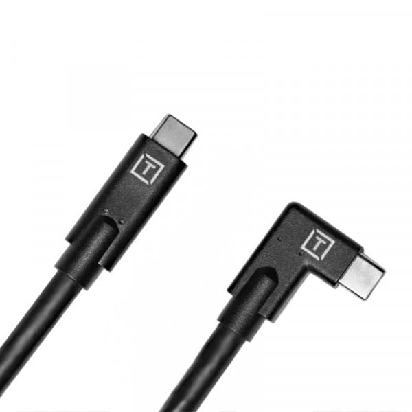 Tether Tools TetherPro USB-Datenkabel für USB-C an USB-C (Schwarz, rechtsgewinkelt, 4,6 m Länge)