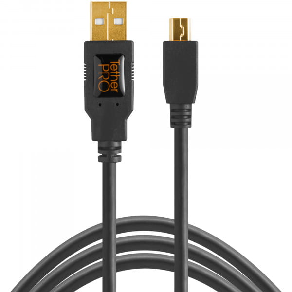 Tether Tools TetherPro USB-Datenkabel für USB 2.0 an USB 2.0 Mini-B (5-Pin) - 4,6 m, gerade (Schwarz
