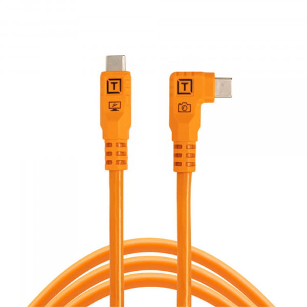 Tether Tools TetherPro Optima 10G Datenkabel USB-C an USB-C rechtsgewinkelt - 3 m (Orange)