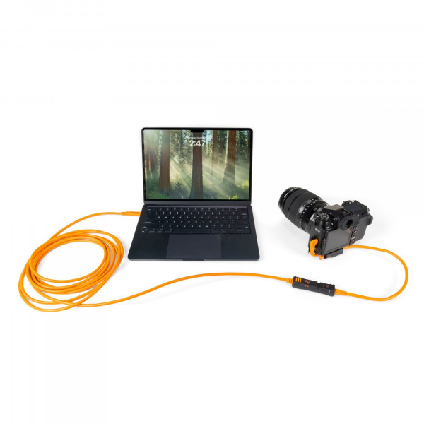 Tether Tools TetherPro Optima 10G TetherBoost Kabel mit Verriegelung USB-C - 4,8 m (Orange)
