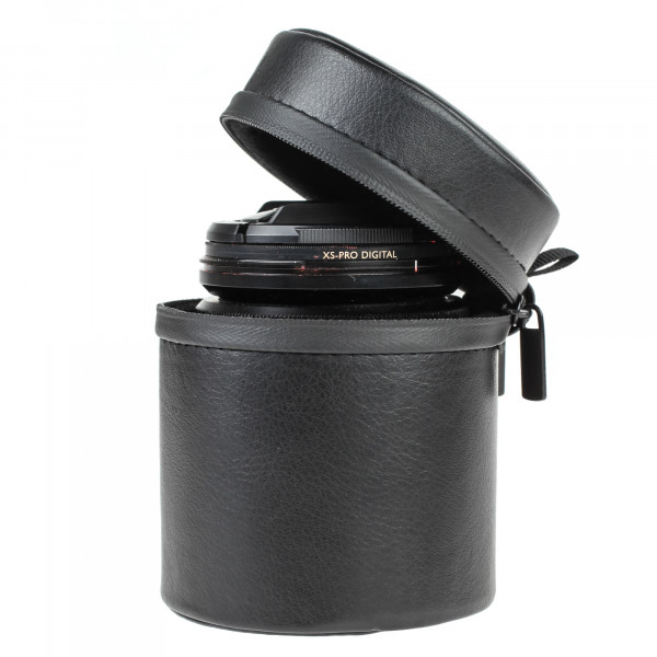 Quenox Retro-Objektivköcher in Lederoptik 97 x 80 mm (64 x 70 mm) - z.B. für Systemkamera-Objektiv,