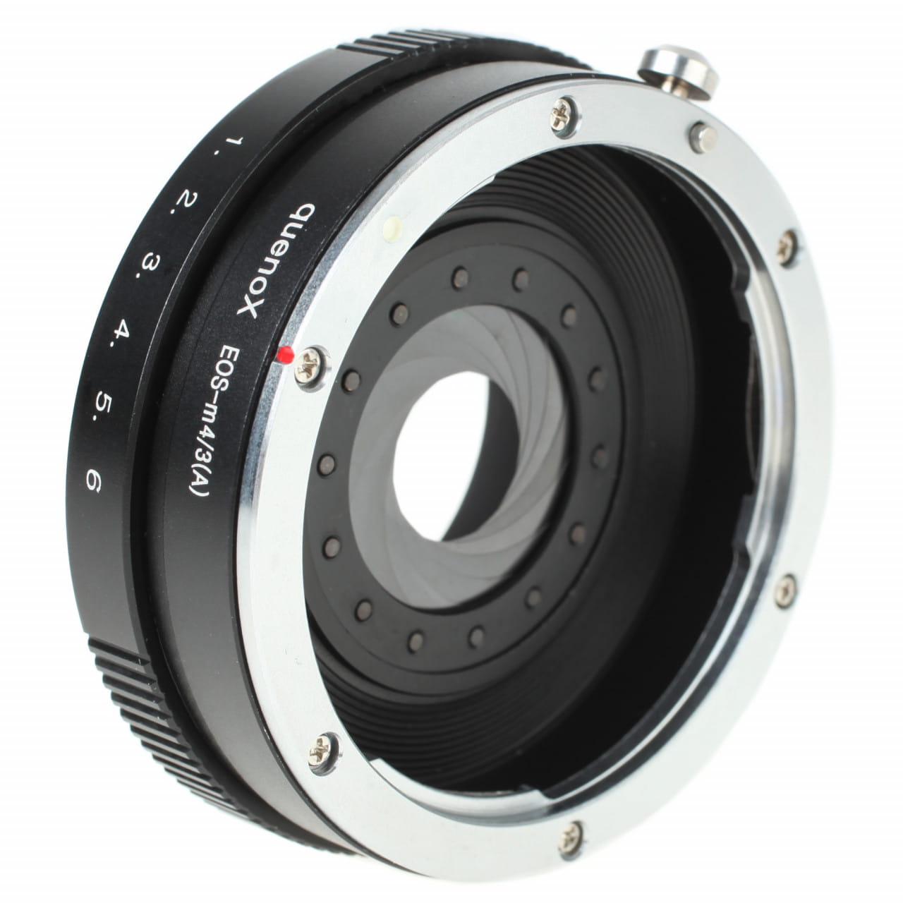 Quenox Adapter für Canon-EOS-Objektiv an Micro-Four-Thirds-Kamera – mit Blende EOS-M4/3 A