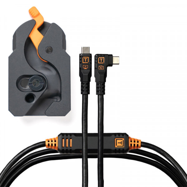 Tether Tools LeverLock & Cable Kit (Optima 10G USB-C an USB-C rechtsgewinkelt, 4,6 m Schwarz)