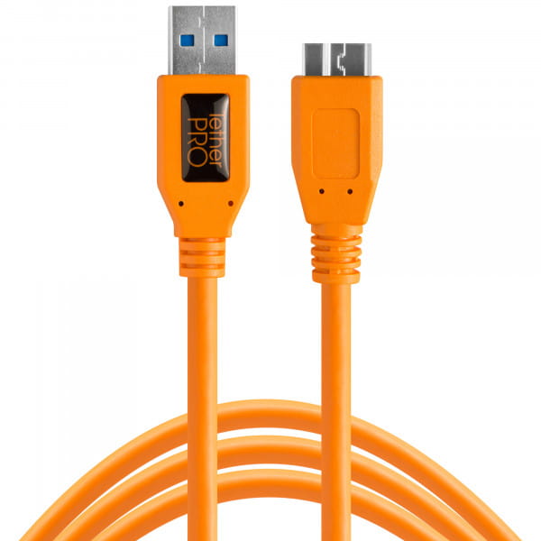 Tether Tools TetherPro USB-Datenkabel für USB 3.0 an USB 3.0 Micro-B, 4,6 m, gerade (Orange)