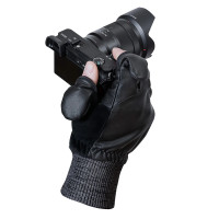 VALLERRET Hatchet Leather Glove Black, Leder-Fotohandschuhe - Schwarz