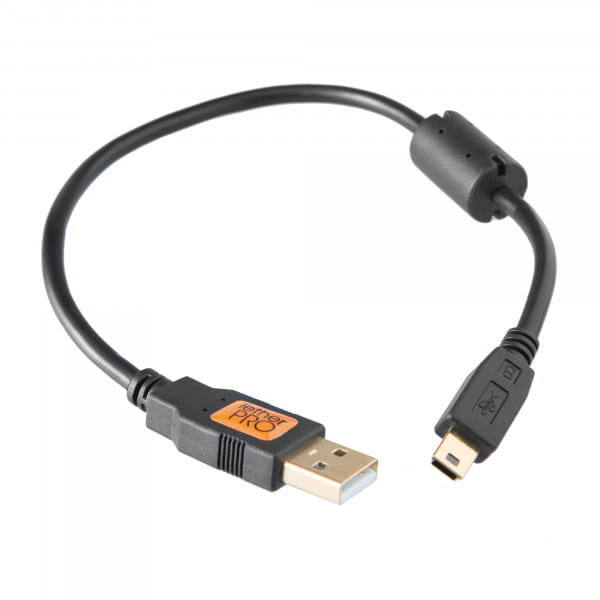 Tether Tools TetherPro USB-Datenkabel für USB 2.0 an USB 2.0 Mini-B (5-Pin) - 30 cm Länge (schwarz)